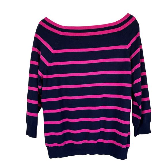 Lauren Ralph Lauren Off-shoulder Striped Sweater Large - Picture 3 of 16